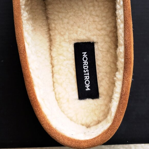 NIB New Nordstrom MICAH Suede Moccasin Slippers in Chestnut, Men’s Size 9-10 - Picture 7 of 16
